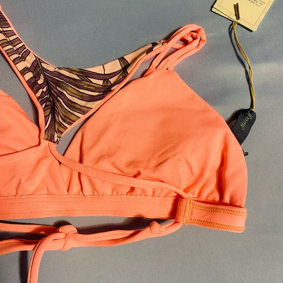 Maaji Pink and Purple Bikini Top with Tropical Print - Picture 4 of 9